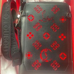 Red/black Christian Louboutin bag w/strap